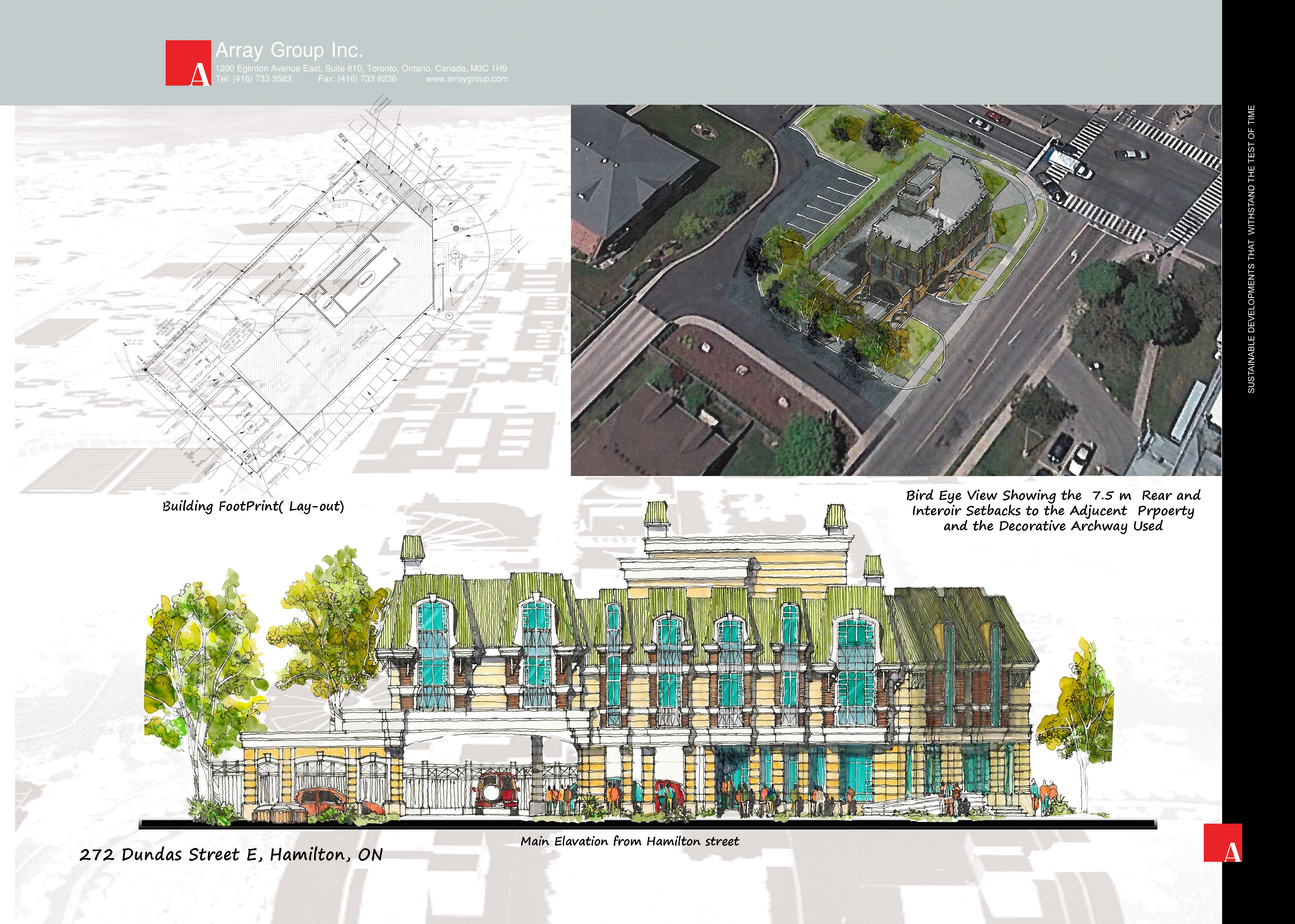 Aerial bird's eye view architectural rendering of residential development